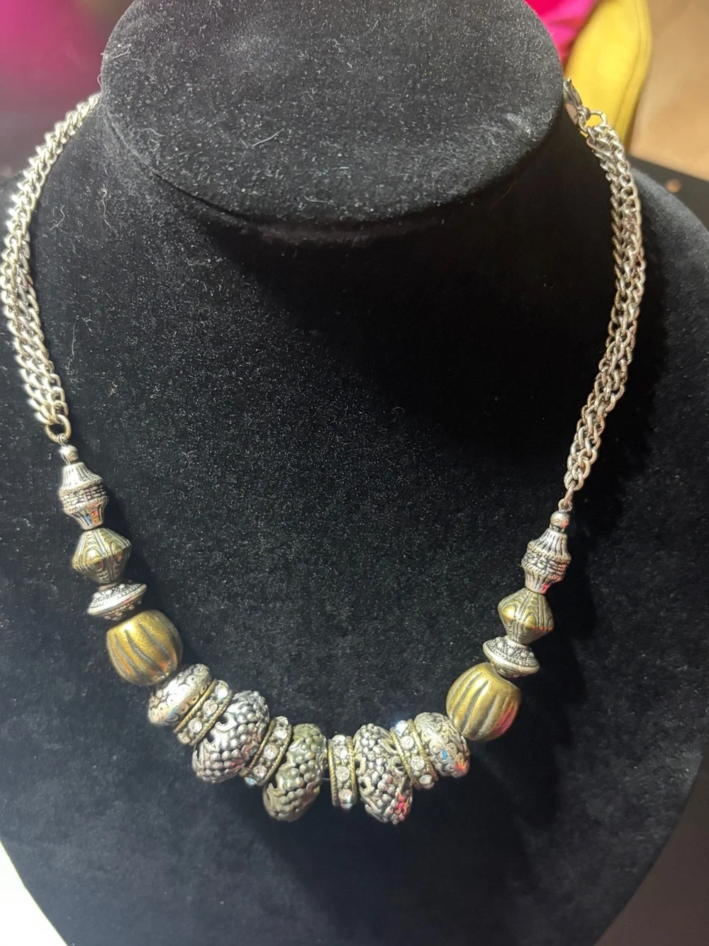 Premier Designs Isabella Mixed-Metal Necklace - Silver Tone & Brass Beads